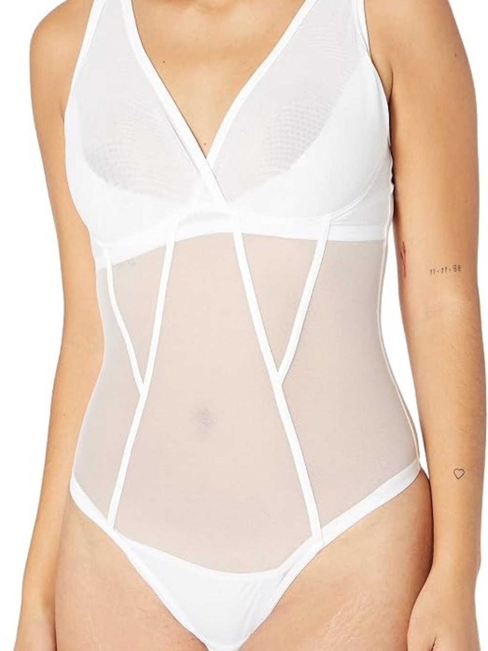 Cosabella White Sheer Mesh Bodysuit curvy Small boudoir lingerie bridal
